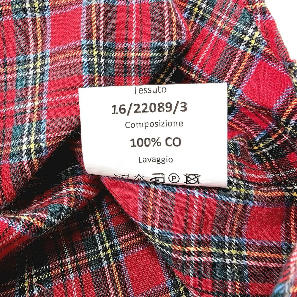 Americana Workwear Vincenzo di Ruggiero Flannel Men’s 16.5 Red Tartan Italian... - Picture 8 of 13